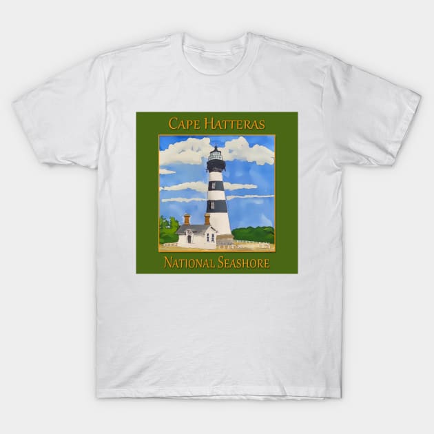 Bodie Lighthouse on Cape Hatteras National Seashore T-Shirt by WelshDesigns